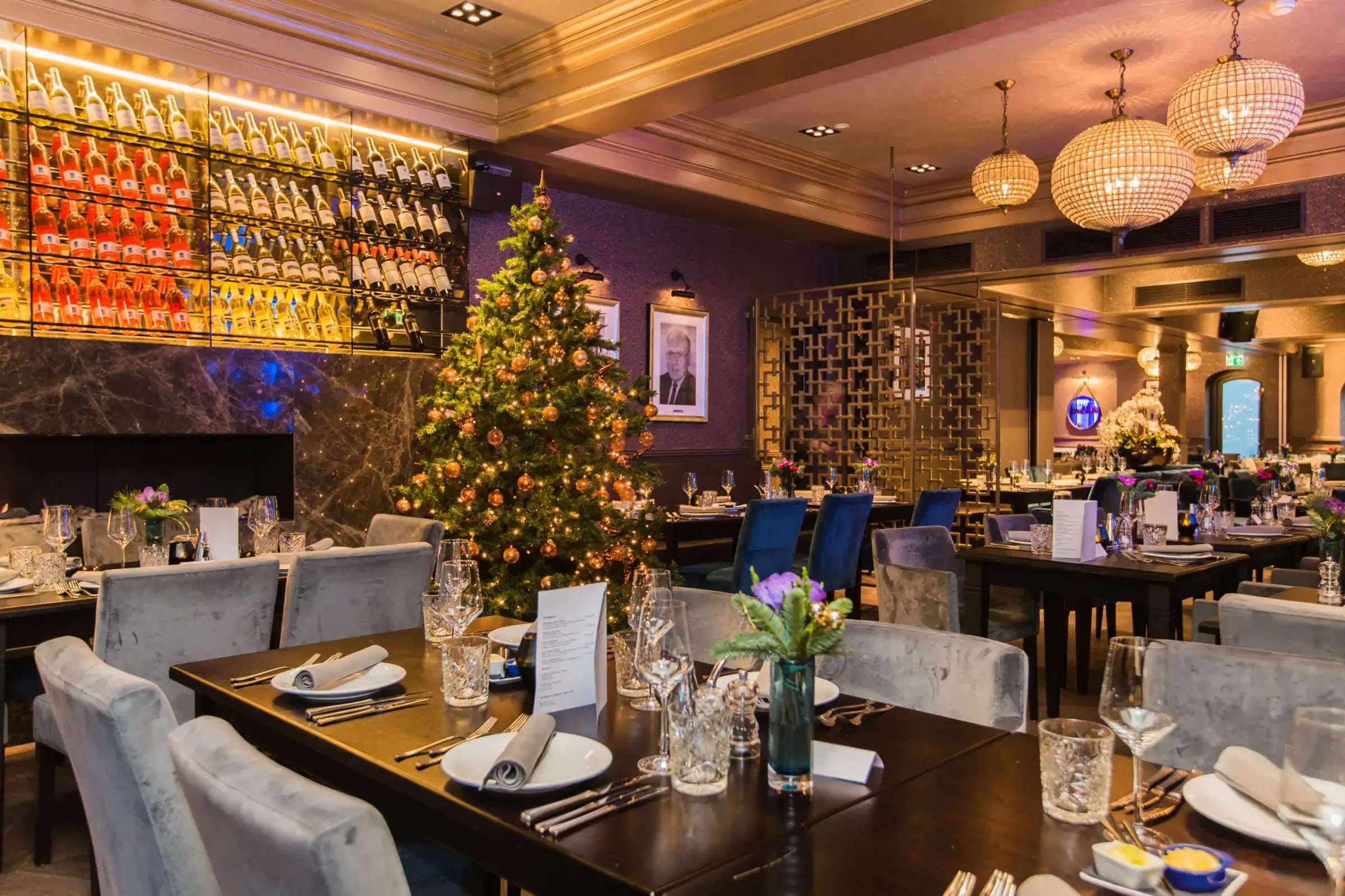 Restaurant in kerstsfeer